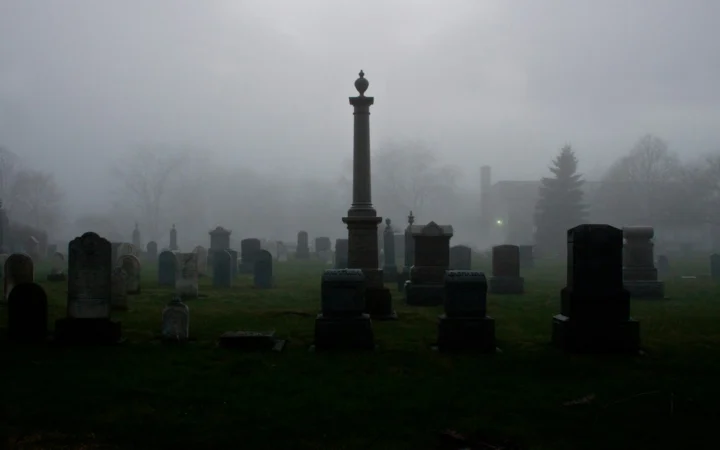Dark cemetery at night, a metaphor for the AI graveyard of failed projects