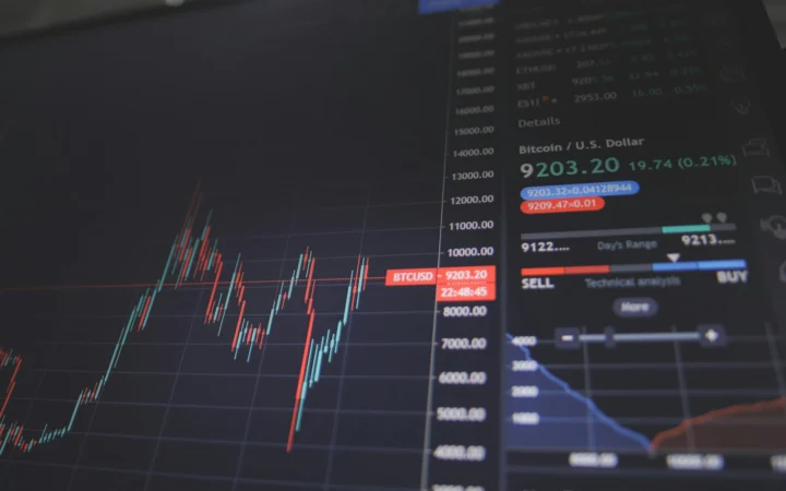 Red stock market screen showing losses during the AI selloff