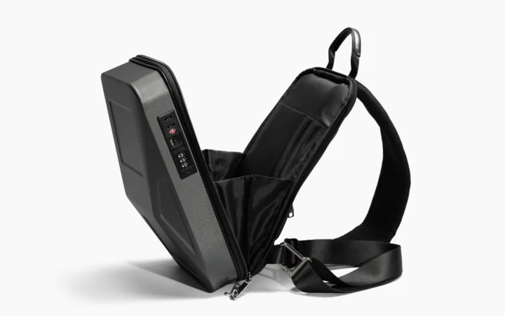 Open backpack packed with electronics and charging cables for the backpack charging hack