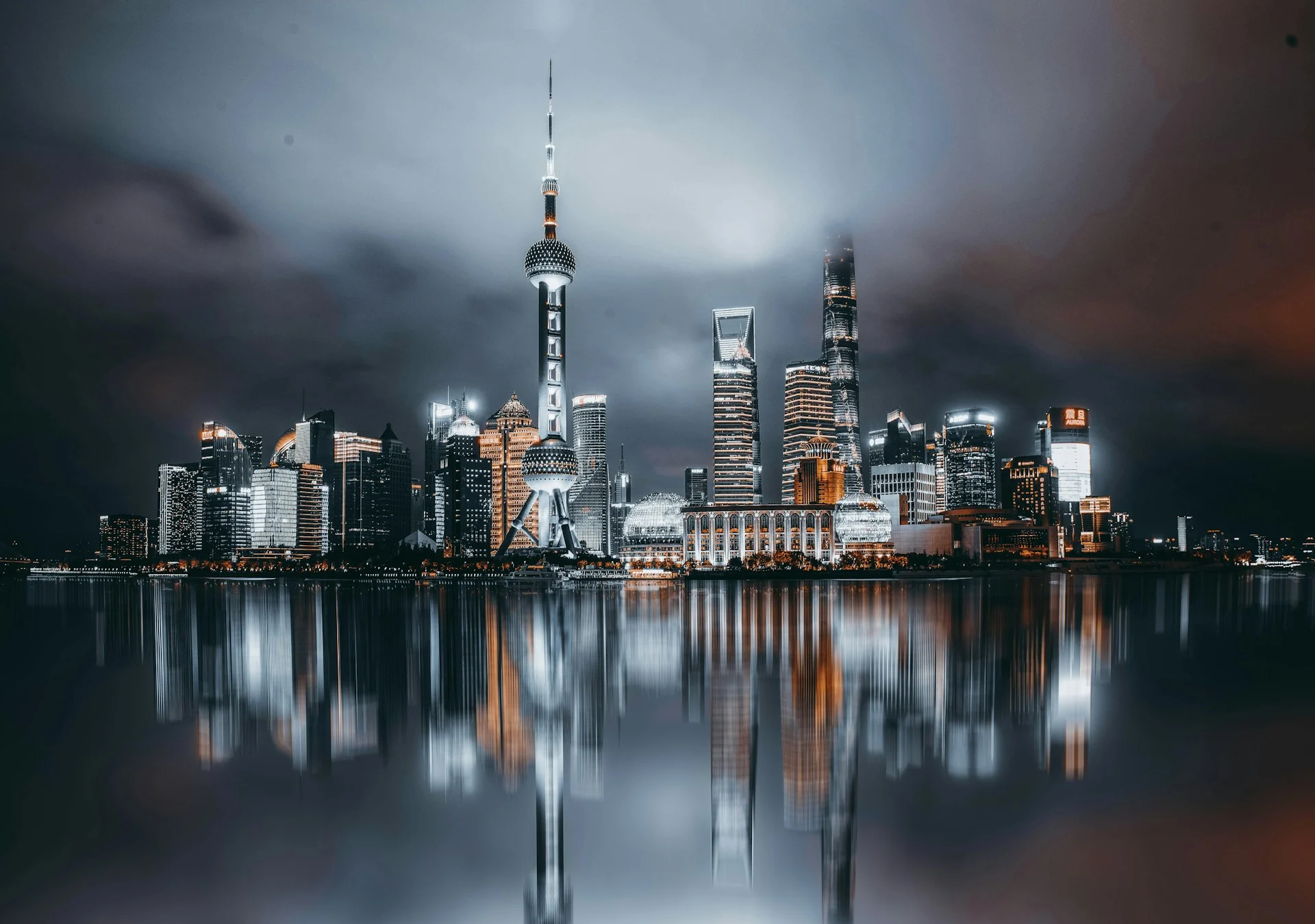 Shanghai financial district lit up at night, the centre of foreign holdings of China bonds