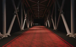Red carpet at a film festival in the rain