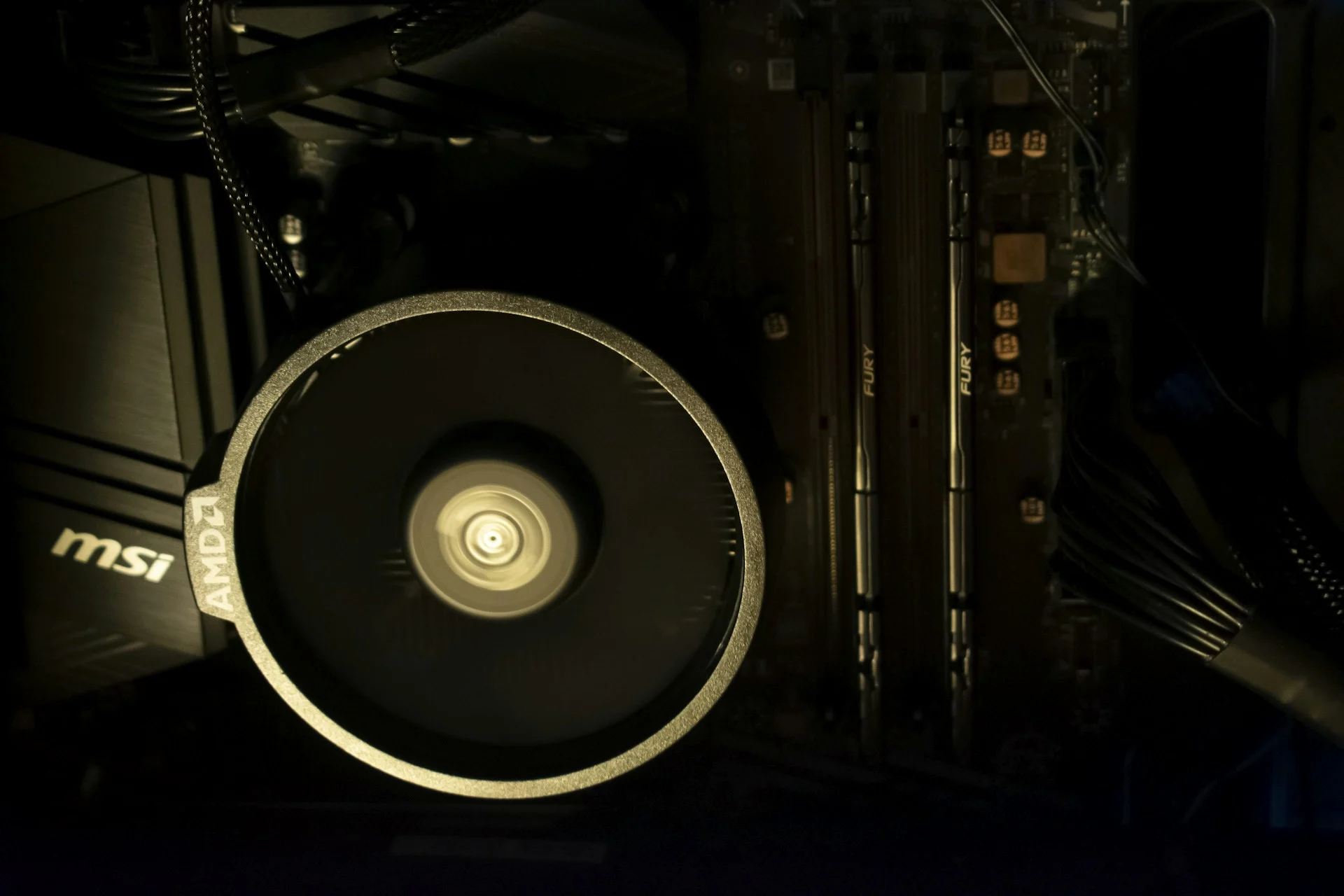 Glowing graphics card in the dark, illustrating PolyGraph CUDA graphs for AI inference