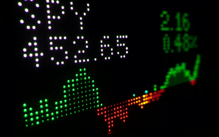 Green stock market screen as the S&P 500 rises